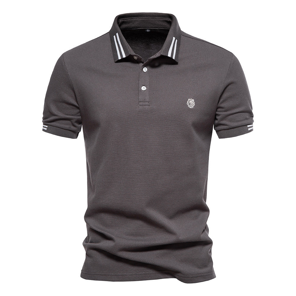 2023 Summer Men's Polo Shirt with Stripes and Embroidery