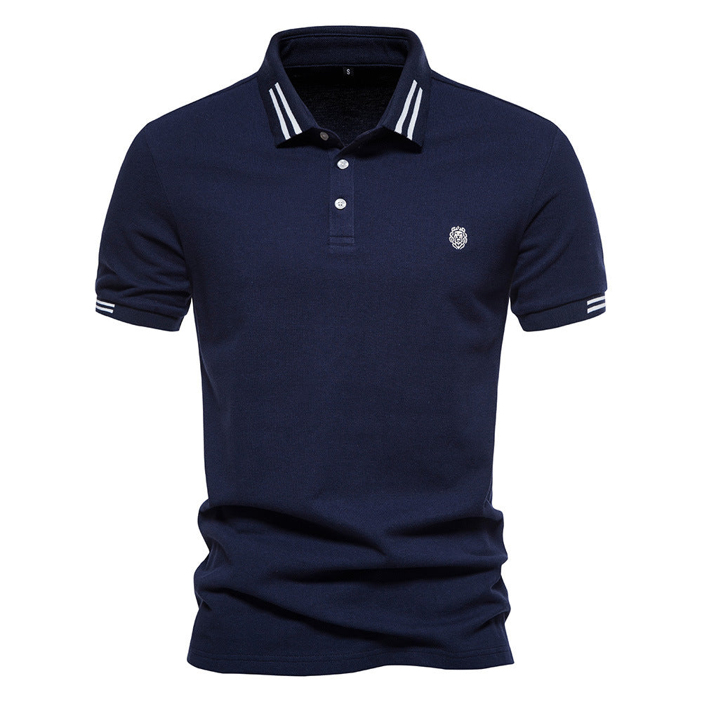 2023 Summer Men's Polo Shirt with Stripes and Embroidery