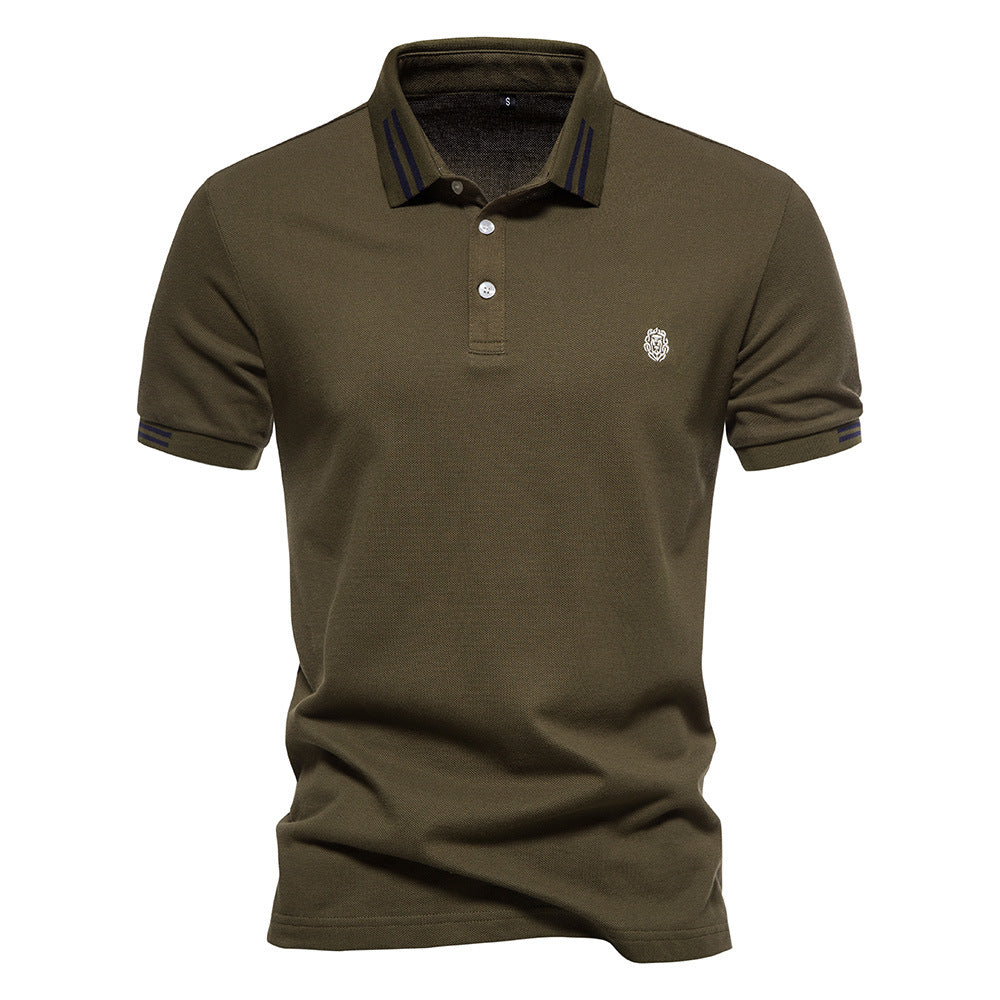 2023 Summer Men's Polo Shirt with Stripes and Embroidery