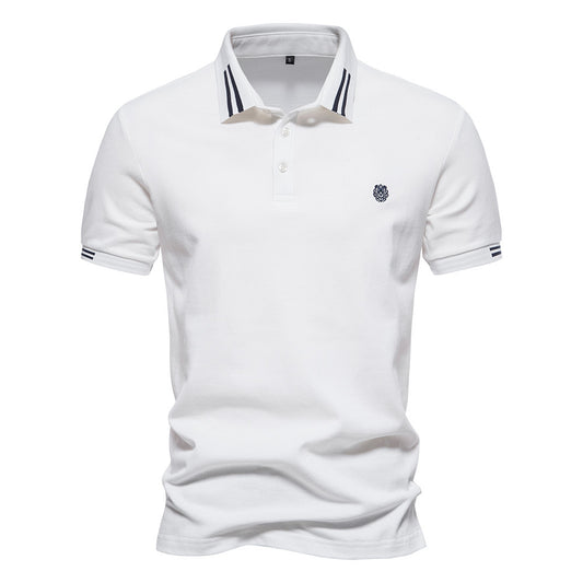 2023 Summer Men's Polo Shirt with Stripes and Embroidery